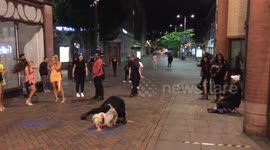 Rowdy UK revellers party in streets of Nottingham after closing time