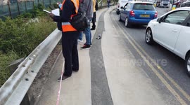 Cars Caught in Big Flood in Brent Cross London