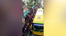 Hundreds queue of buses in the Philippines despite sudden spike in Covid-19 cases