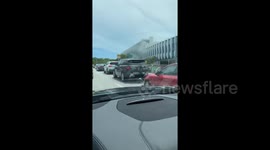 People patiently wait in long traffic for COVID-19 testing in Florida