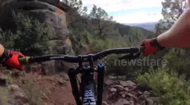 Mountain bike Rocky slide crash