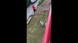 Short clip - watering the new grass