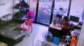 Thai baby girl falls from hammock before father takes revenge by kicking it