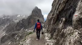 Breathtaking view from a Dolomiti mountain refuge