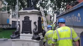 Statue of BLM protester on the Edward Colston plinth is removed