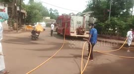 Local authorities in India's Madhya Pradesh spray disinfectants in public spaces to curb spread of COVID-19