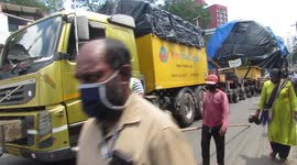 A giant truck journey. 74-wheel truck with 70 tonnes of cargo