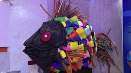 Fish model made from hundreds of plastic bottles and plastic tubes in Vietnam