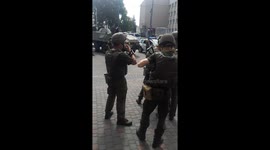 Armed officers seen during Ukraine hostage situation