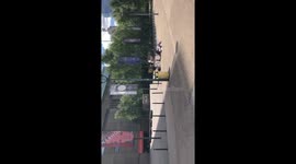 Busker plays uplifting music to quiet streets in London amid Covid-19 pandemic