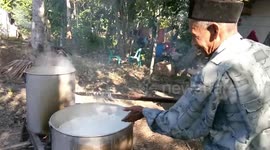 Local Culture Cooking Rice in Large Quantities