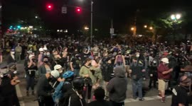 Portland protesters dance and chant outside Justice Center after federal agents retreat