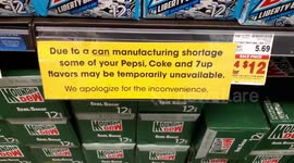 First a Coin Shortage, Now Cans. Grocery store in Las Vegas posts can shortage