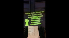 Demonstrators answer to their mayor Ted Wheeler during protest in Portland, Oregon