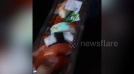 Family horrified to find pieces of their sushi glowing fluorescent blue