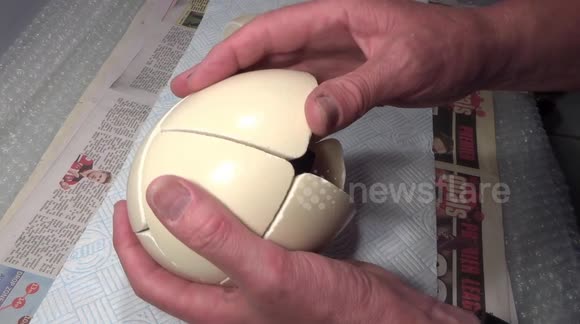 UK puzzle enthusiast has a crack at Rubik's Cube-inspired ostrich egg