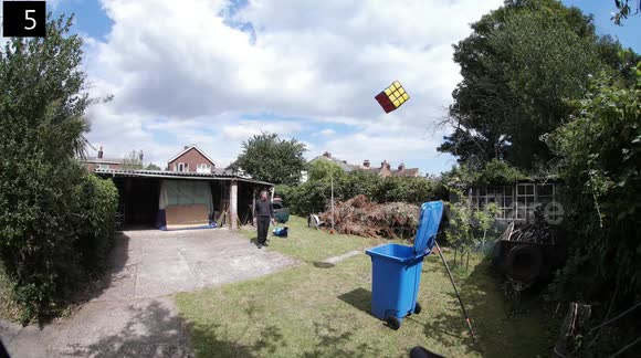 UK man launches giant Rubik's Cube into wheelie bin