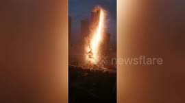 Massive fireball breaks out above Chinese city after lightning bolt strikes high-voltage power lines