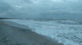 Strong winds and waves as Tropical Storm Isaias sweeps through Vilano Beach, Florida