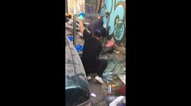 People cleaning the streets