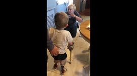 The magical moment a four-year-old boy walks for the first time since losing both legs to sepsis