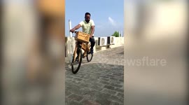 Man builds eco-friendly wooden bicycle from scratch in northern India