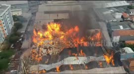 Video Drone of One Furniture Factory in East Jakarta, Indonesia Fire