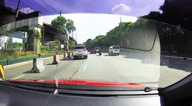 Bus driver crashes into row of concrete barriers