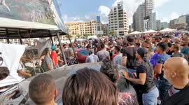 Protesters gather in Beirut's Martyrs' Square as frustration over blast grows
