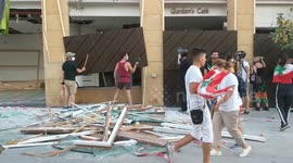 Protesters make noise during anti-government demo in Beirut