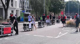 Workers in the music and events industry protest in Manchester, UK