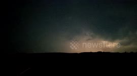 Lightning storm highlights over Buxton and Macclesfield, Derbyshire from Whaley Bridge