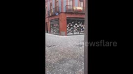 Hail lashes down as storm passes through Spain's Ciudad Real