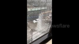 Japan: Water shoots up from manhole during guerrilla rainstorm In Kanto Region