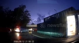 Dash-Cam footage of a huge lightening storm North Wales U.K