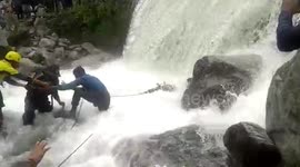 Disaster relief team, locals rescue one biker washed away, other man dies, while crossing causeway in northern India