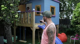 UK family spend night in PLAYHOUSE that was posted on Airbnb as a joke