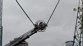 Thrill-seekers left hanging for hours after 'catapult' attraction breaks down in Russia
