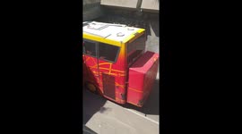 Тouristic double-decker bus with a group of students smashes into the underpass