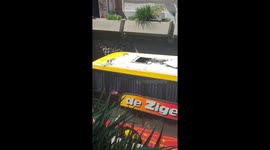 Tourist double-decker bus with a group of students smashes into underpass