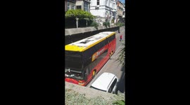 Tourist double-decker bus with a group of students smashes into underpass
