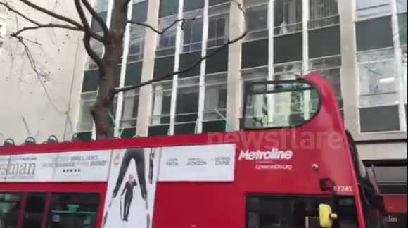Bus roof sliced off in central London