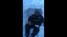 [unedited] Guys build huge snow fort in Canada
