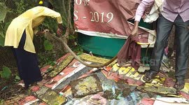 Watch -7 Feet long rat snake caught in net for days rescued by two Samaritans