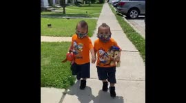 Taking our dogs for a walk.