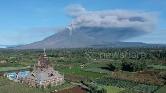 Continuous eruption of volcano Mt Sinabung in Indonesia