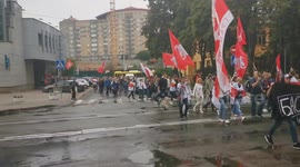 Protesters march through Minsk, Belarus