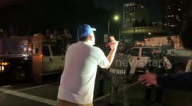 Protester confronts police during Jacob Blake protest in Los Angeles