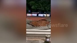 Road collapses in southern China due to heavy rain