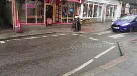 Flooded street in Helston, Cornwall
